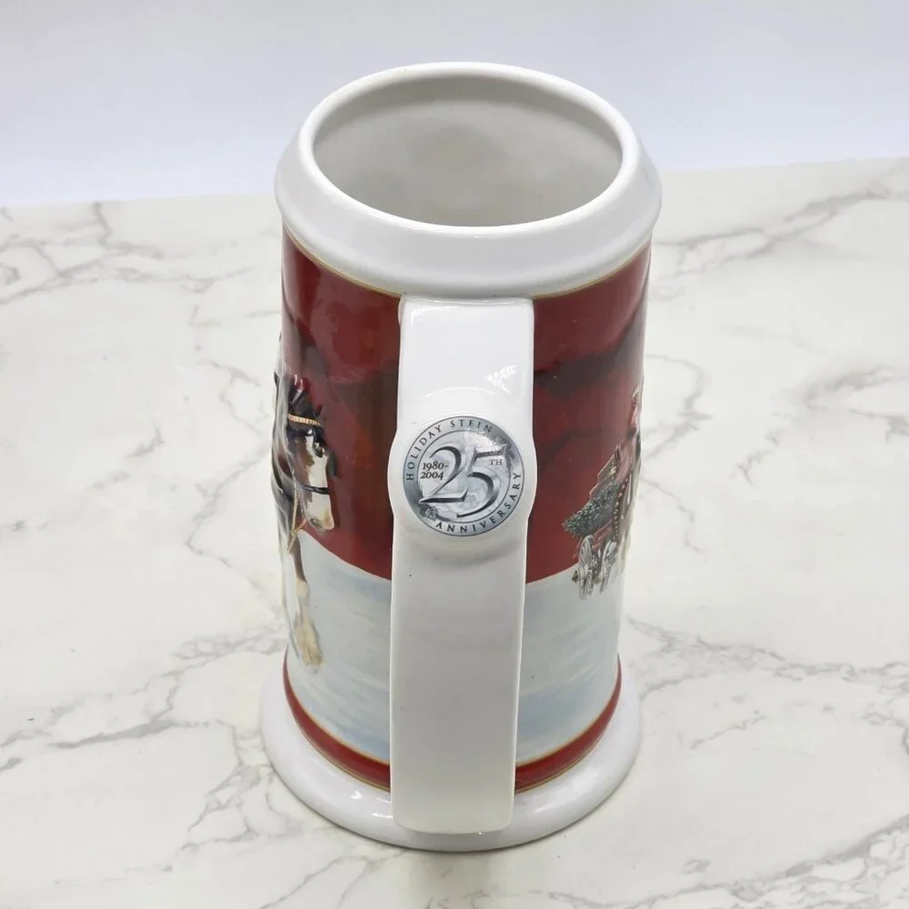 BUDWEISER Holiday Beer Stein 25th Anniversary 2004 CLYDESDALE Horse with COA New